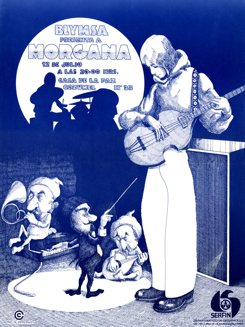 1973_Michael-Mehl_Morgana_BLYMSA-Casa-De-La-Paz-Concert-Poster_Mexico-City