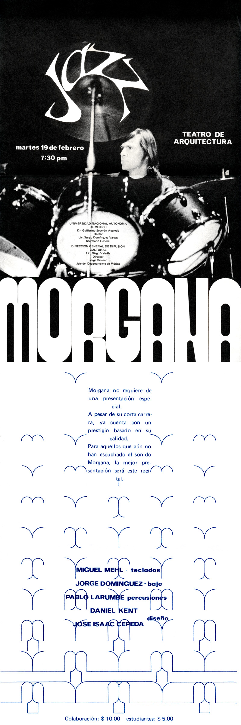 1974_Michael-Mehl_Morgana_UNAM-Arquitectura-Concert-Poster_Mexico-City