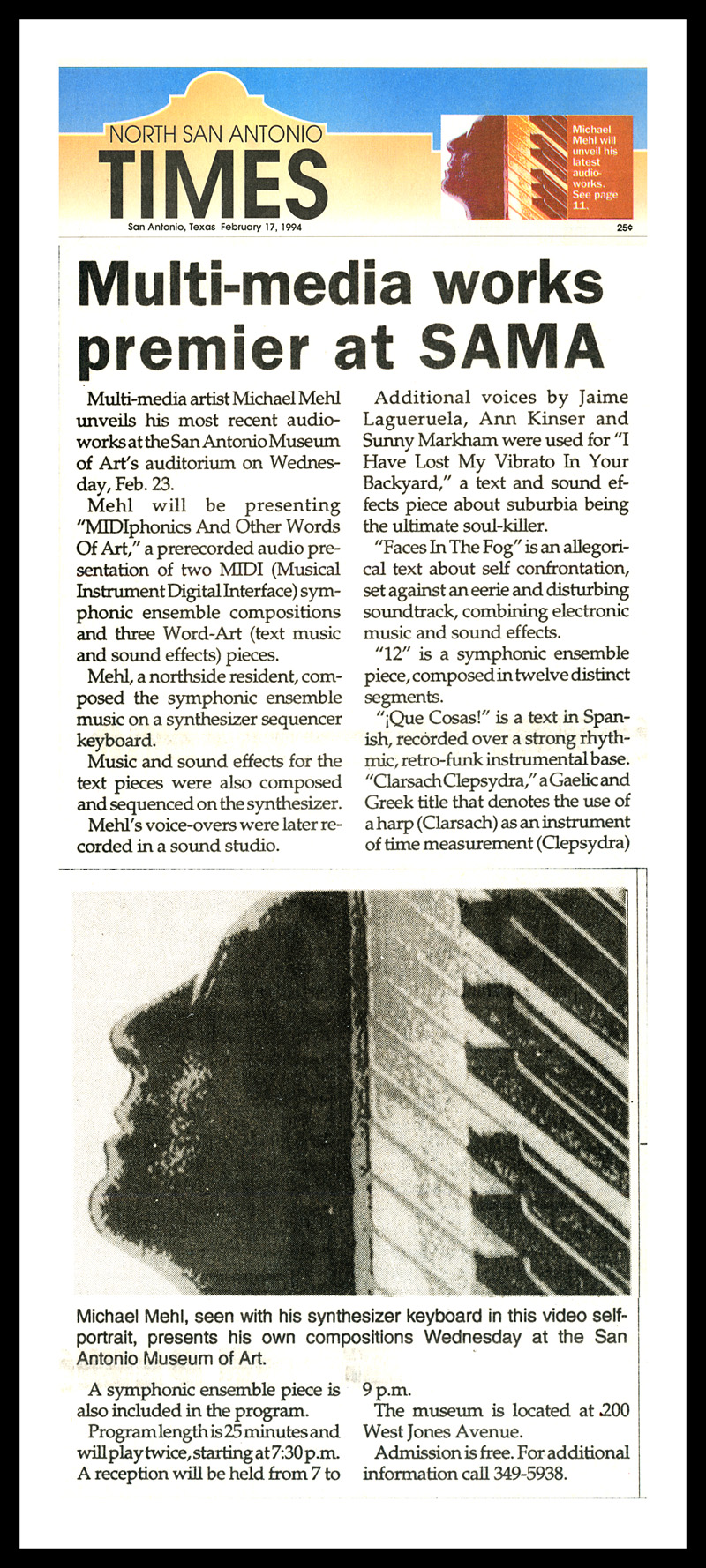 1994_Michael-Mehl_North-San-Antonio-Times_Midiphonics-Presentation_San-Antonio-Museum-Of-Art