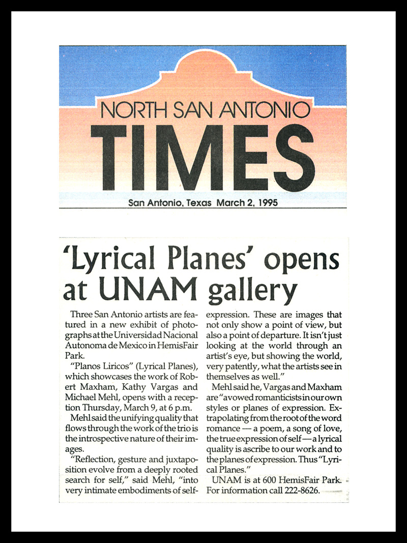 1995_North-San-Antonio-Times_Michael-Mehl_Planos-Liricos-Exhibit_UNAM-San-Antonio
