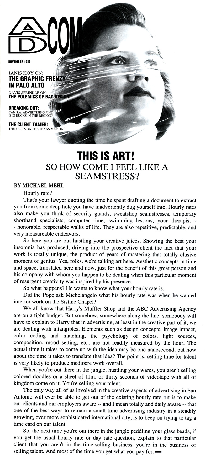 1986_Michael-Mehl_The-Highlight-Zone_Ad-Com-Magazine-Column_00